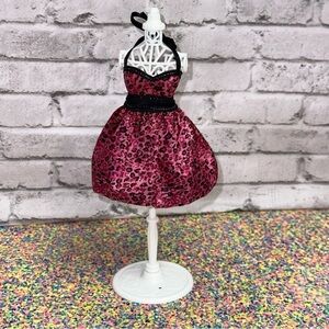 Barbie 2009 "Wild" Dress ONLY Halter Dress Pink Black Animal Print